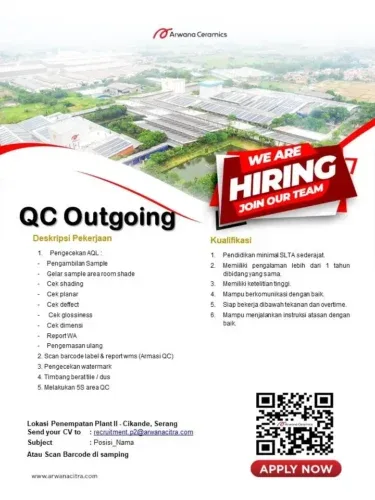Poster Lowongan QC Operator PT Arwana